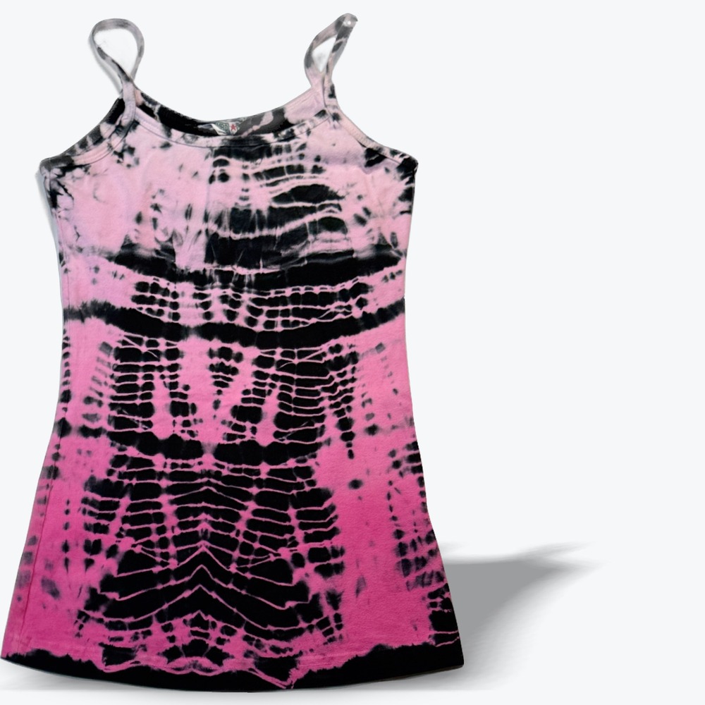 Hard Tail Forever Camisole Tank Top Pink Black Tie Dye XS Spider Dye USA Made